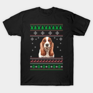 Cute Basset Hound Dog Lover Ugly Christmas Sweater For Women And Men Funny Gifts T-Shirt